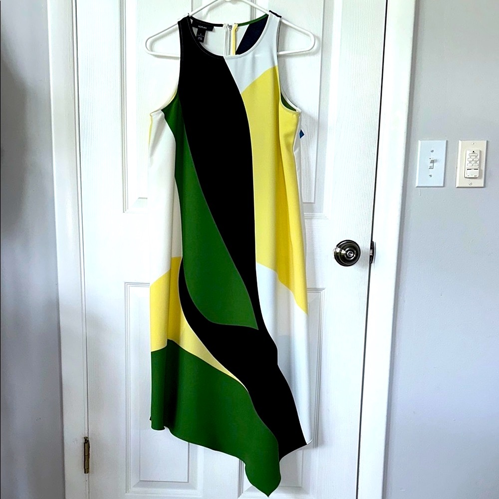 Alfani Black and Green Asymmetrical Sundress size 6